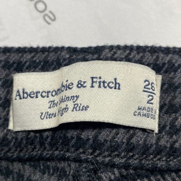 Abercrombie & Fitch Houndstooth The Skinny Ultra High Rise Dogtooth Split Leg Wi - Picture 13 of 16